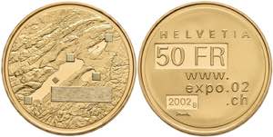 Schweiz 50 Franken, Gold, 2002, Expo, 10,16 ... 