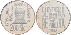 Slowakei 200 Kronen, Silber, 1995, 200. ... 
