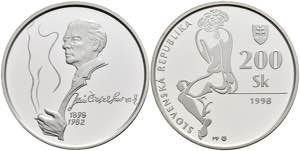 Slowakei 200 Kronen, Silber, 1998, 100. ... 