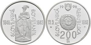 Slowakei 200 Kronen, Silber, 1998, 150. ... 