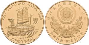 Südkorea 50000 Won, Gold, 1986, ... 