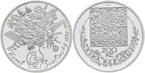 Tschechien 200 Kronen, Silber, 1996, 100. ... 