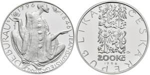 Tschechien 200 Kronen, Silber, 1996, 200. ... 