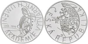 Tschechien 200 Kronen, Silber, 1999, 200 ... 