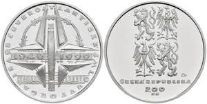 Tschechien 200 Kronen, Silber, 1999, 50 ... 