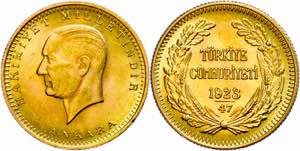 Türkei 100 Piaster, Gold, 1970, Kemal ... 