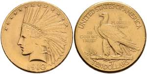 USA 10 Dollars, Gold, 1910, Denver, Indian ... 