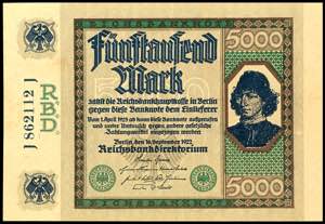 Deutsche Reichsbanknoten 1874-1945 5000 Mark ... 
