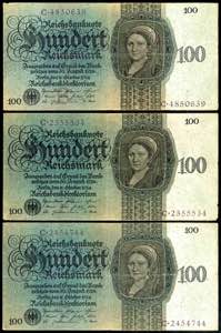 Deutsche Reichsbanknoten 1874-1945 3x 100 ... 