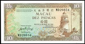 Banknoten Asien Macau, 10 Patacas 12.5.1984, ... 