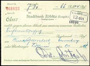 Emergency Notes 6 cheques, Saxony: Zöblitz ... 