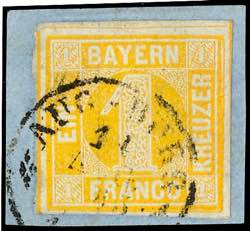 Bavaria 1 kreuzer yellow, Plattentyp II = ... 