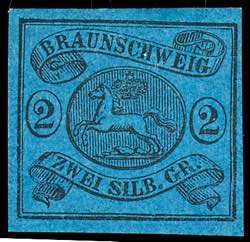 Braunschweig 2 Sgr schwarz auf blau tadellos ... 