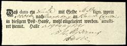 Prussia - Pre-stamp Mail 1781, postal form ... 