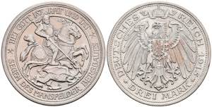 Prussia 3 Mark, 1915, Mansfeld, ss. J. 115