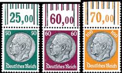German Reich 50, 60 and 100 Pfg Hindenburg, ... 
