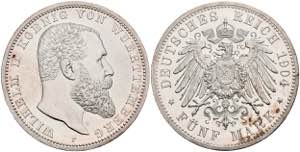 Württemberg 5 Mark, 1904, Wilhelm II., ... 