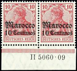 Deutsche Post in Marokko 10 C. auf 10 Pfg ... 