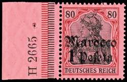 Deutsche Post in Marokko 1 Peseta auf 80 Pf ... 