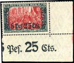 Deutsche Post in Marokko 6 Pes. 25 Cts. auf ... 