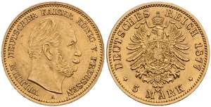 Prussia 5 Mark, 1877, A, Wilhelm I., ... 