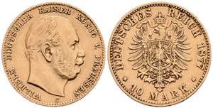 Prussia 10 Mark, 1877, C, Wilhelm I., ss, J. ... 