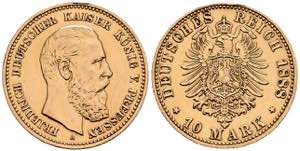 Preußen Goldmünzen 10 Mark, 1888, ... 