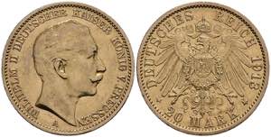 Prussia 20 Mark, 1913, Wilhelm II., ss. J. ... 