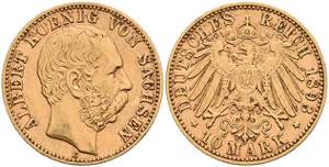 Saxony 10 Mark, 1893, Albert, ss. J. 263