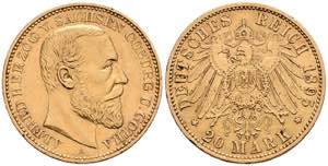 Saxony-Coburg and Gotha 20 Mark, 1895, ... 
