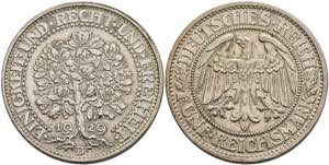 Münzen Weimar 5 Reichsmark, 1929, D, ... 