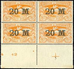 Oberschlesien 20 M. On 80 Pfg postal stamps ... 