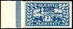 Schleswig 2 coronas postal stamp, with blue ... 