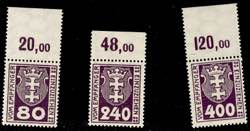 Postage Due Stamps Danzig 80, 240 and 400 ... 