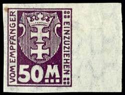 Postage Due Stamps Danzig 50 Mk., watermark ... 