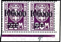 Postage Due Stamps Danzig 100 000 on 20 M., ... 