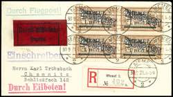 Memel 1 Mark on 50 C. Airmail stamp, type I ... 