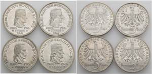 Münzen Bund ab 1946 4 x 5 Mark, 1955, ... 