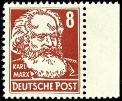 SBZ 8 Pf Karl Marx in braunorange, tadellos ... 