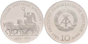 Münzen DDR 10 Mark, 1989, Johann Gottfried ... 