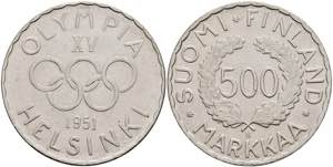 Finland 500 Markkaa 1951 and 1952, silver, ... 