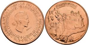 Luxembourg 250 Franc, copper, 1963, ... 