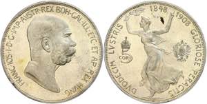 Old Austria Coins until 1918 5 coronas, ... 