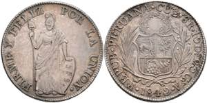 Peru 8 Reales, 1840, Cuzco, A, KM 142.9, ss  