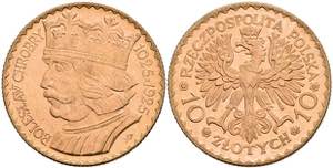 Poland 10 zloty, Gold, 1925, Boleslaw I., ... 