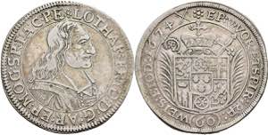Münzen Gulden (60 Kreuzer), 1674, Lothar ... 