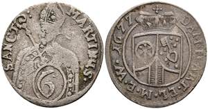 Coins 6 kreuzer, 1677, Damian Harthard of ... 