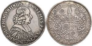Münzen Taler, 1680, Anselm Franz von ... 