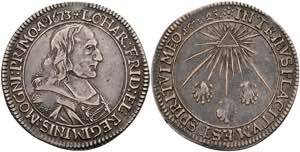 Münzen 1/4 Taler, 1673, Lothar Friedrich ... 