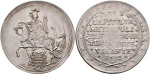Coins 1 / 2 show thaler, 1732, sede vacante, ... 